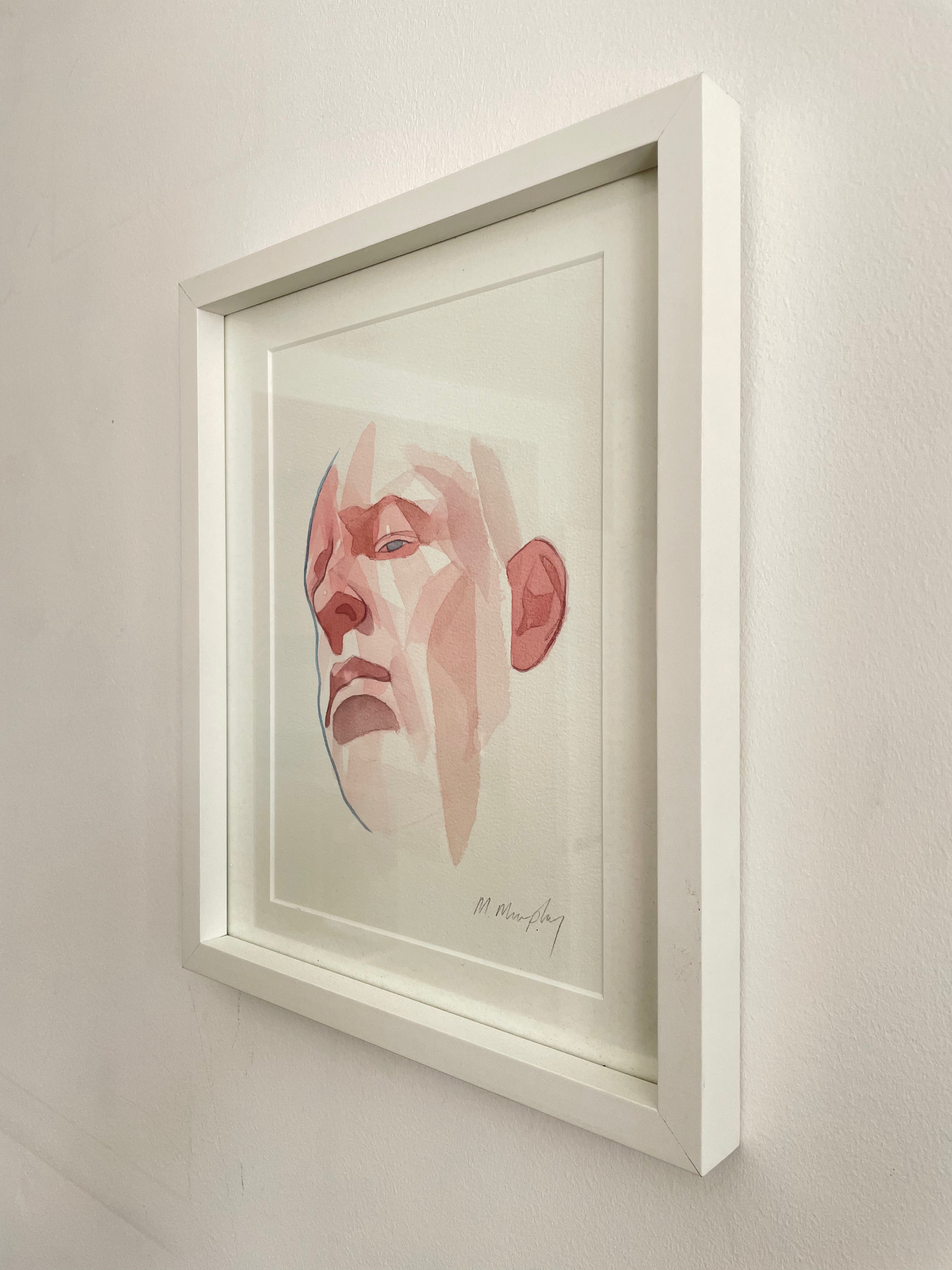 FRAMED & MOUNTED (untitled) Original signed watercolour abstract portrait painting