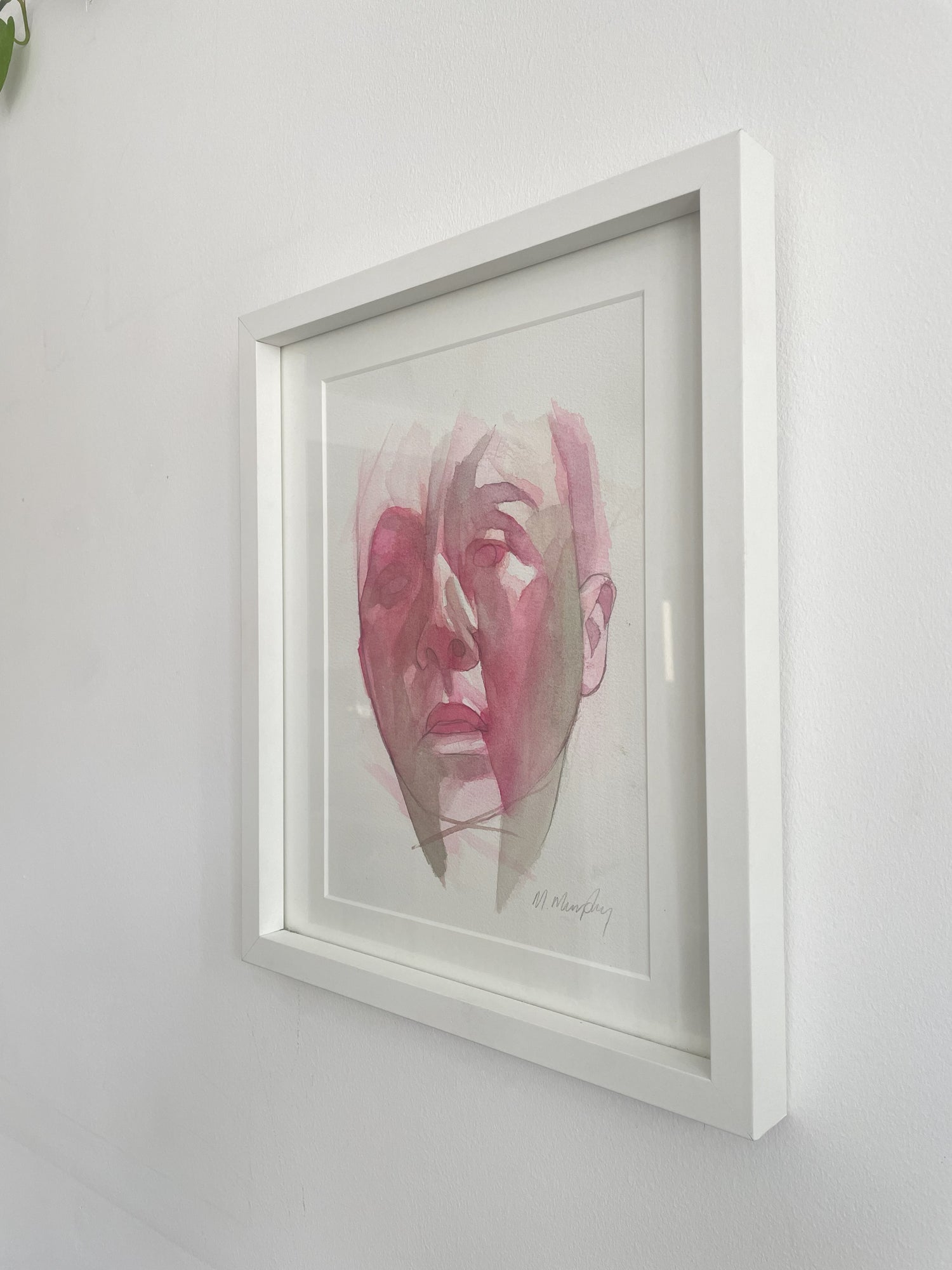 FRAMED & MOUNTED (untitled) Original signed watercolour abstract portrait painting