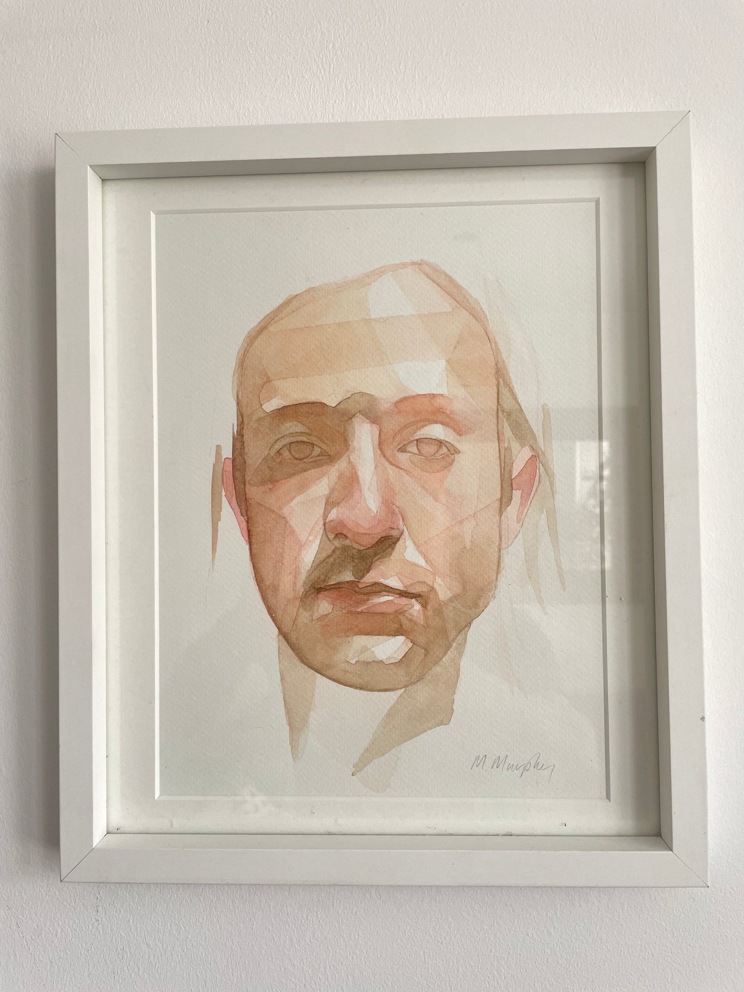 FRAMED & MOUNTED (untitled) Original signed watercolour abstract portrait painting
