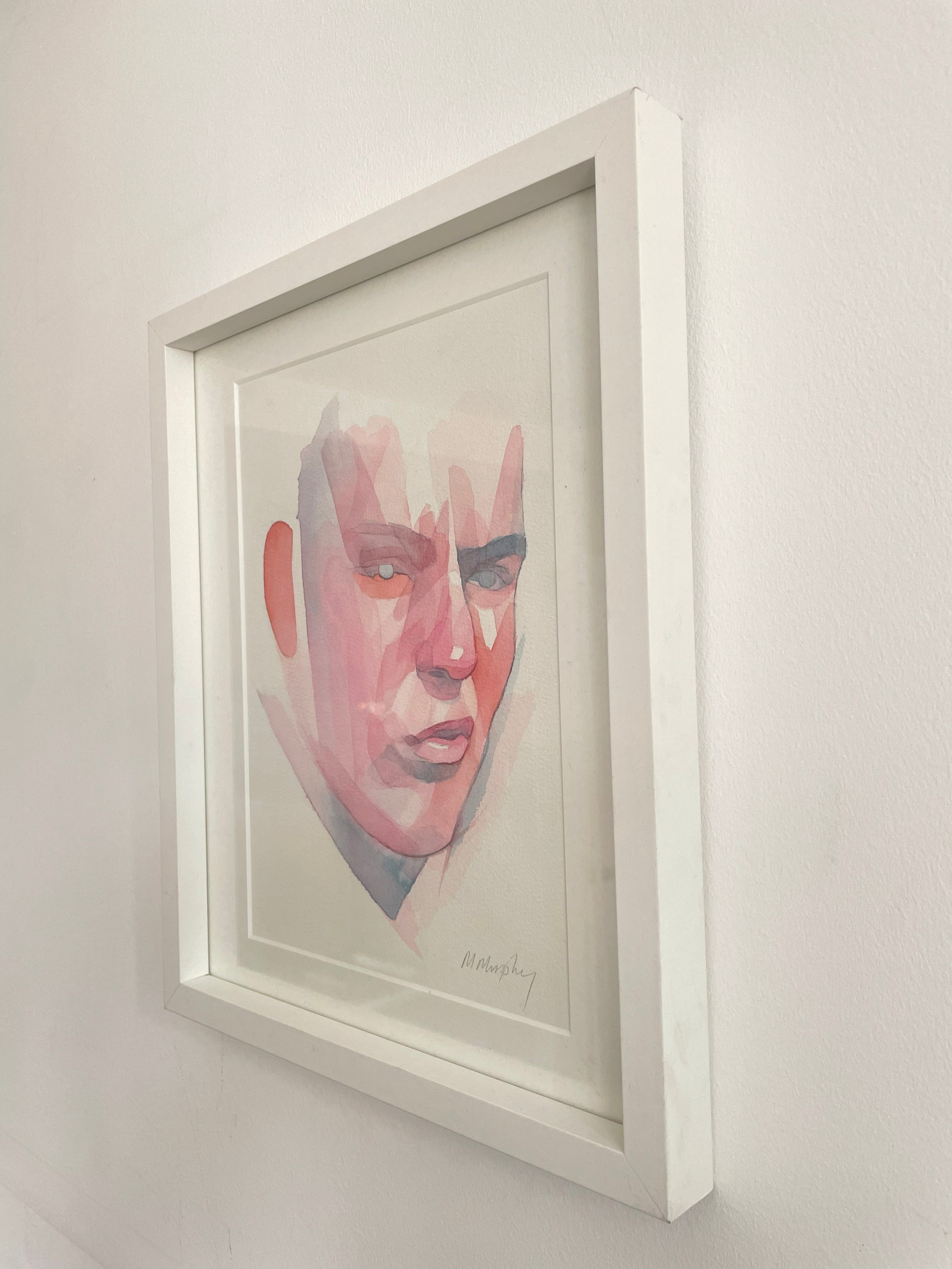 FRAMED & MOUNTED (untitled) Original signed watercolour abstract portrait painting