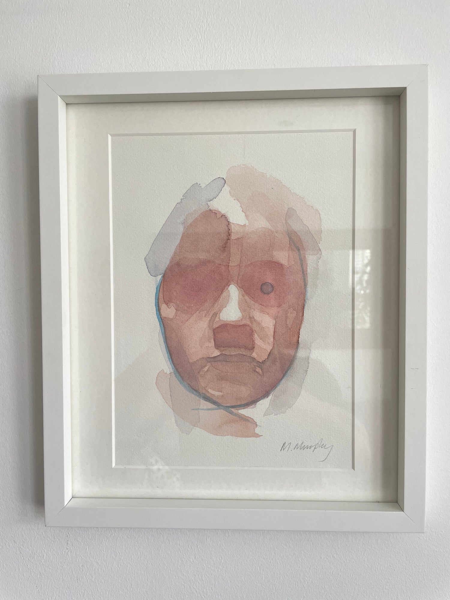 FRAMED & MOUNTED (untitled) Original signed watercolour abstract portrait painting