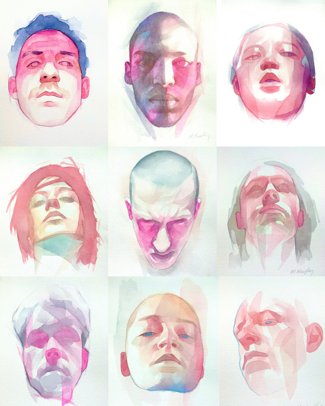 Modern Abstract Watercolour Portraits.