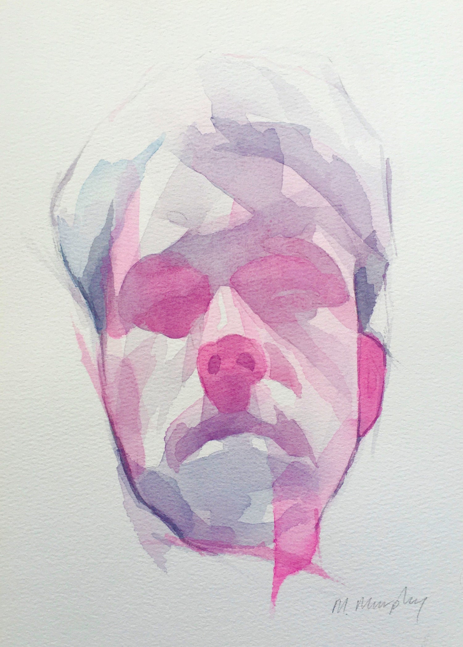 Daniel Original watercolour abstract portrait painting