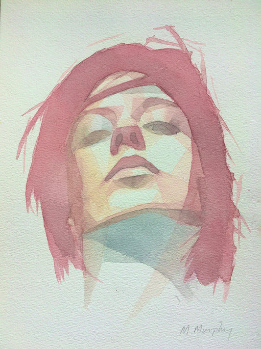 'Scarlet' original watercolour abstract portrait painting