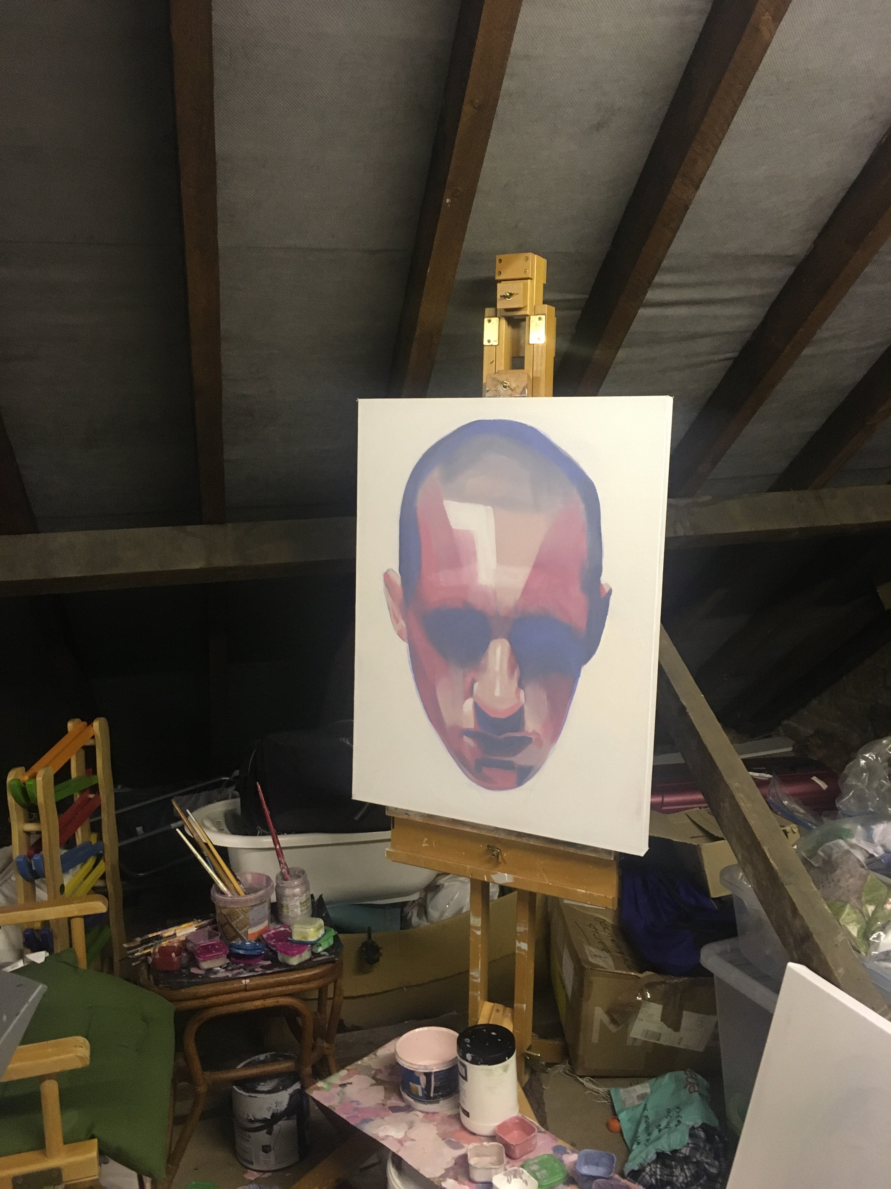 Untitled acrylic abstract portrait painting