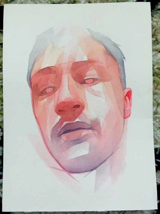 Tomi original watercolour abstract portrait painting