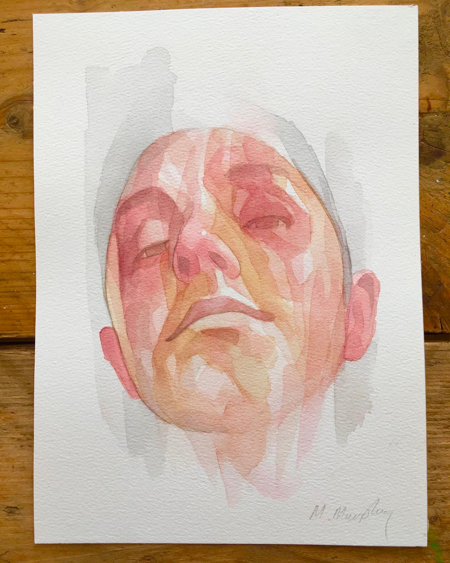 Thomas Original watercolour abstract portrait painting