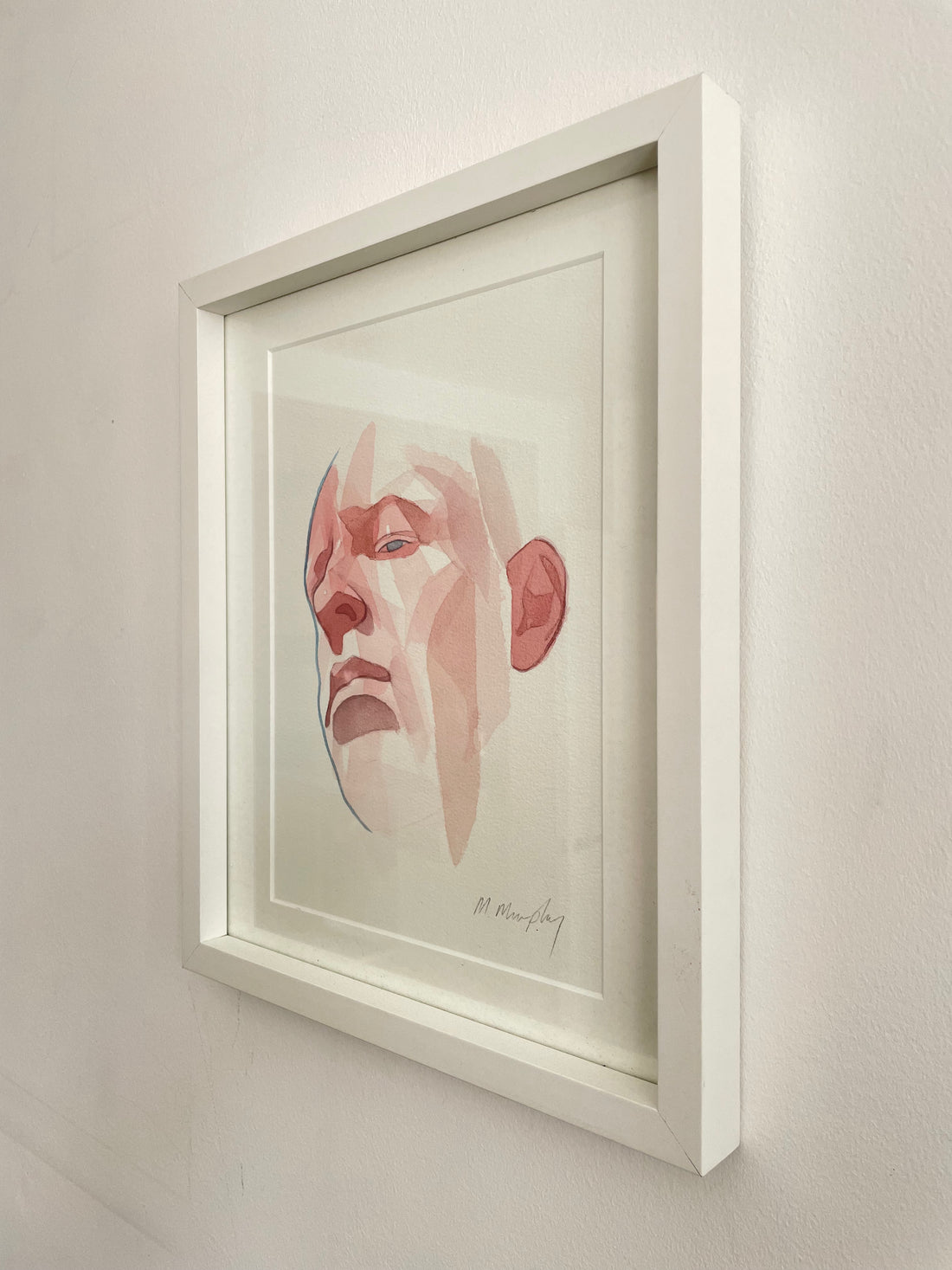 FRAMED &amp; MOUNTED (untitled) Original signed watercolour abstract portrait painting