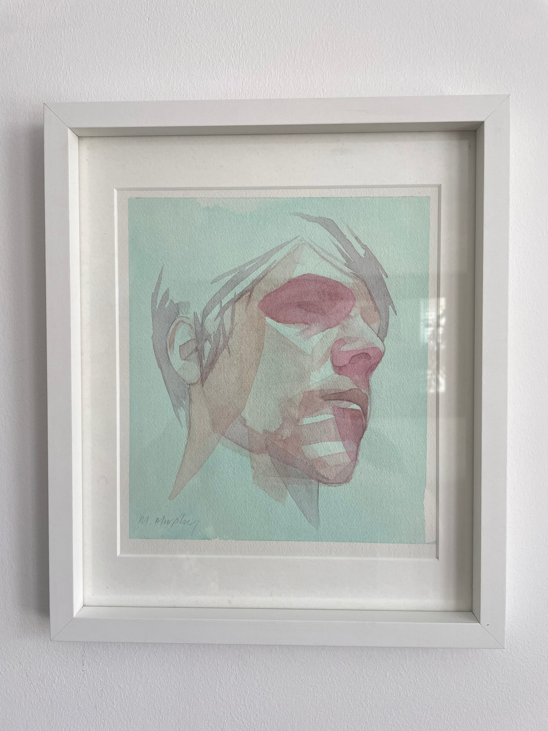 FRAMED &amp; MOUNTED (untitled) Original signed watercolour abstract portrait painting