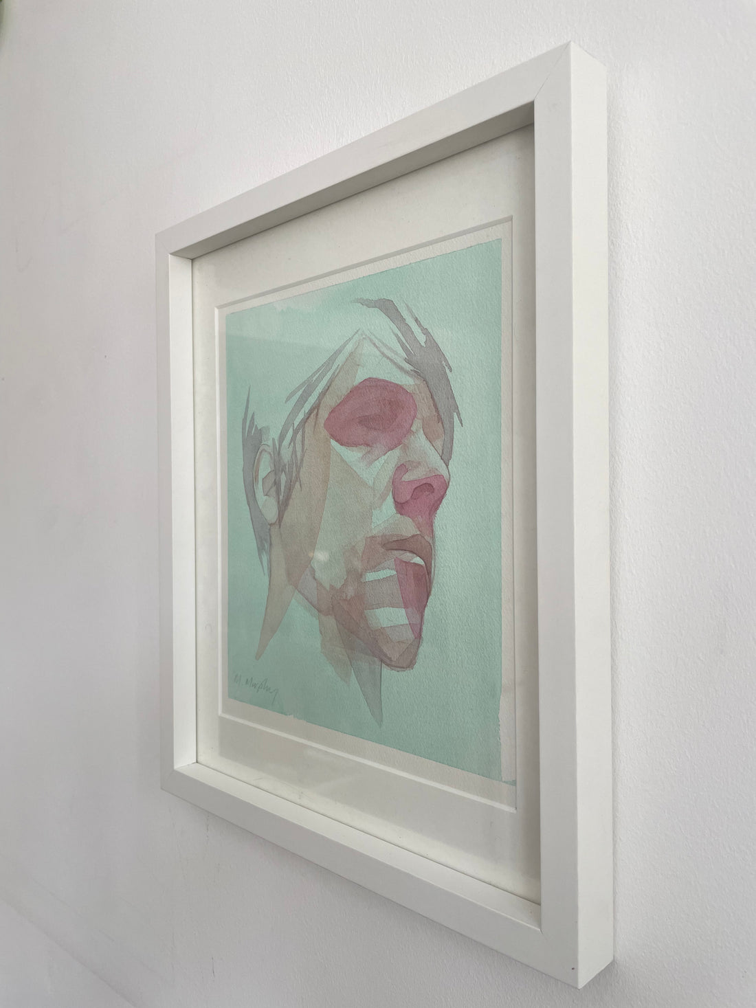 FRAMED &amp; MOUNTED (untitled) Original signed watercolour abstract portrait painting