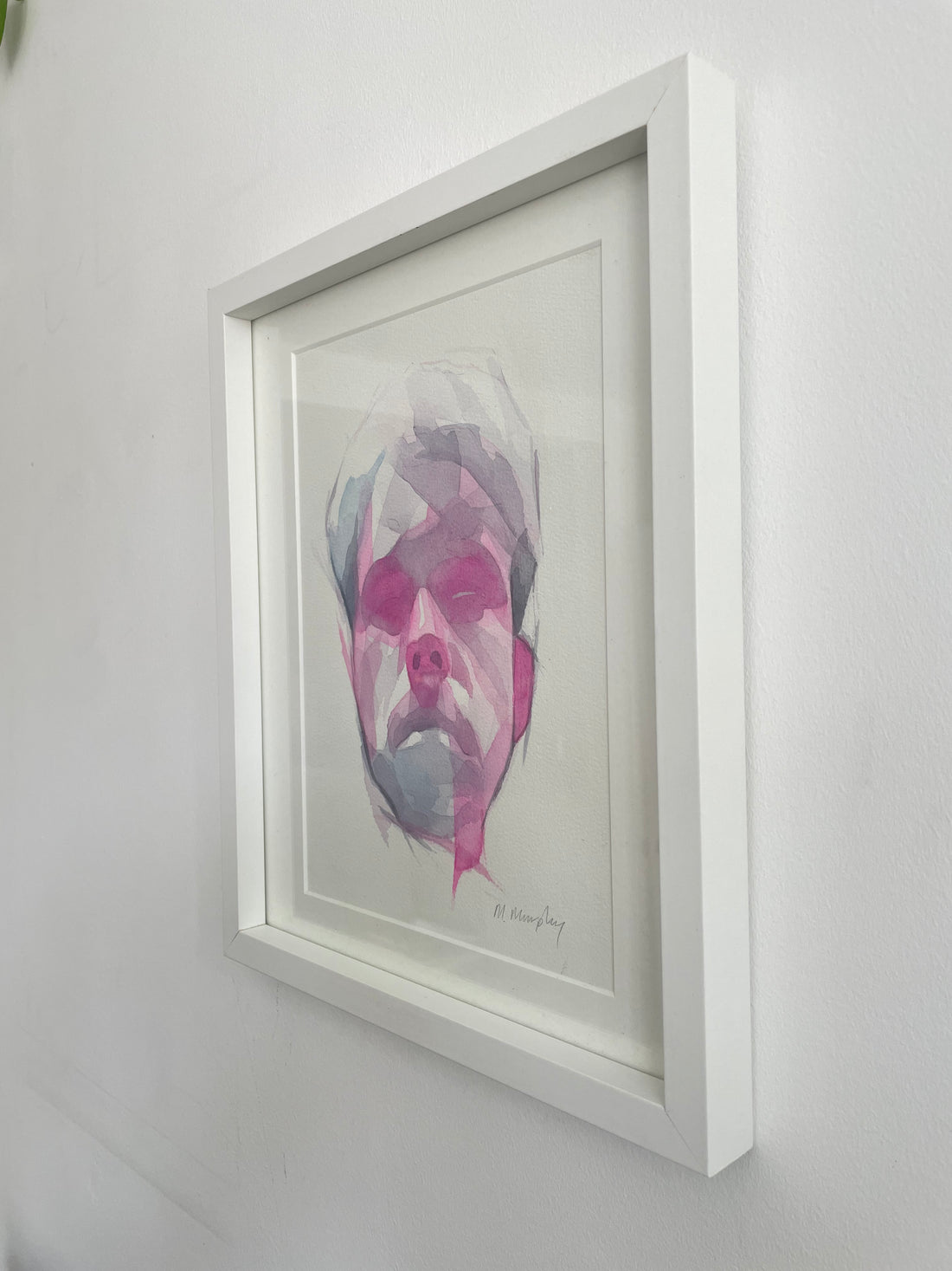 FRAMED &amp; MOUNTED (untitled) Original signed watercolour abstract portrait painting