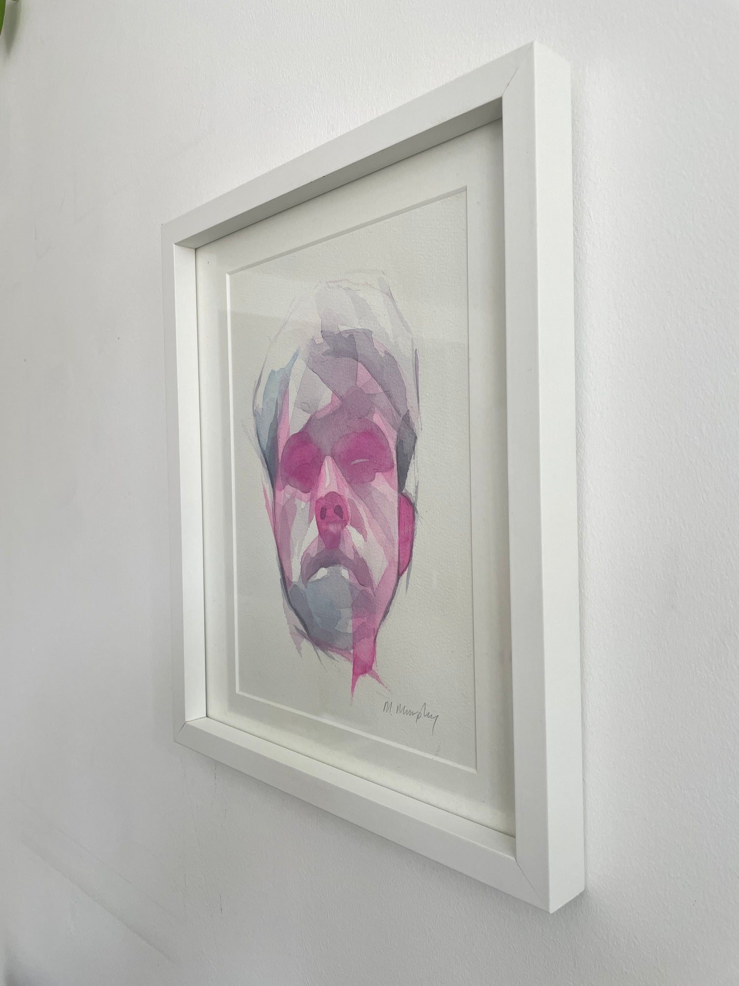 FRAMED &amp; MOUNTED (untitled) Original signed watercolour abstract portrait painting