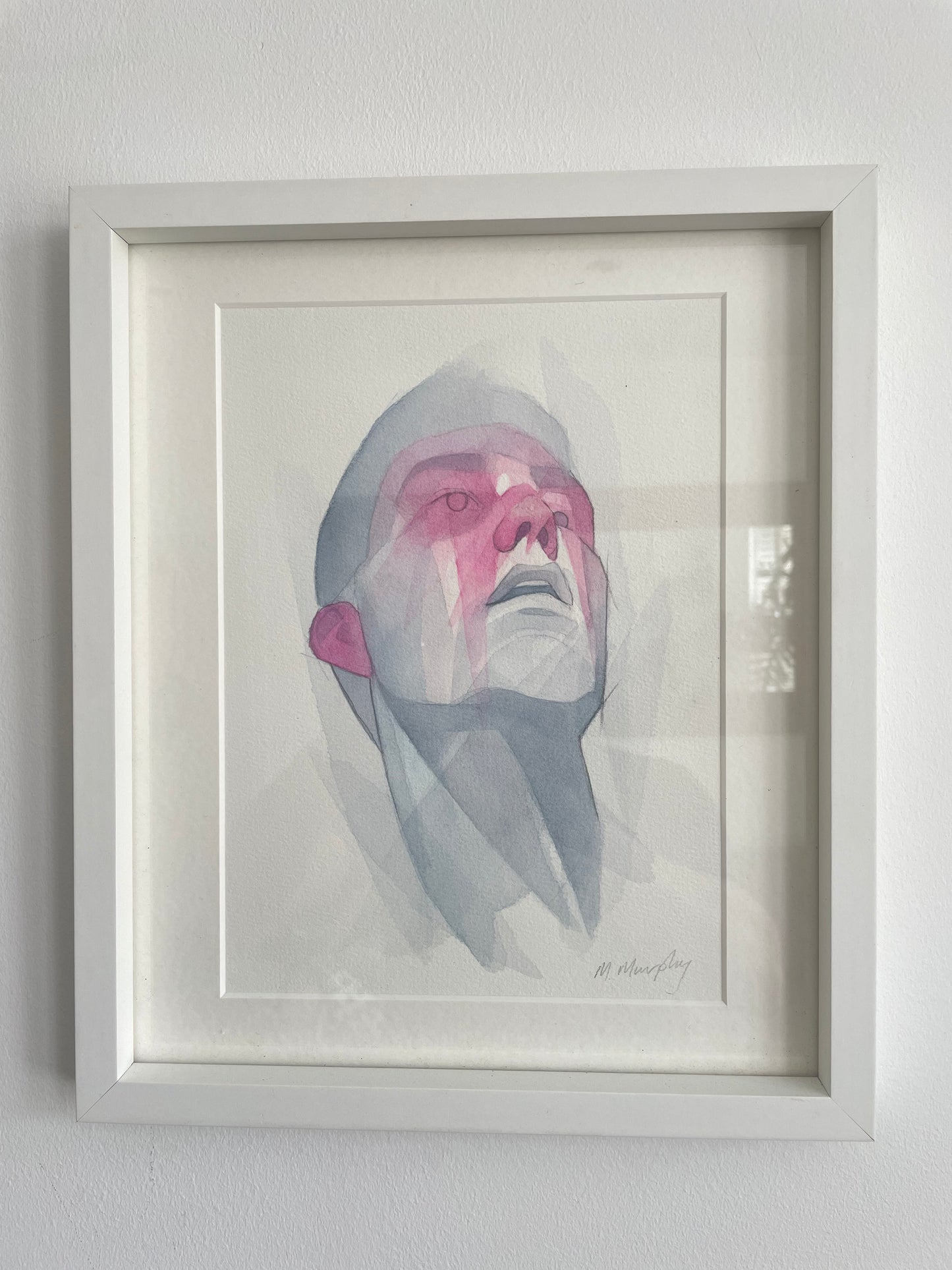 FRAMED & MOUNTED (untitled) Original signed watercolour abstract portrait painting