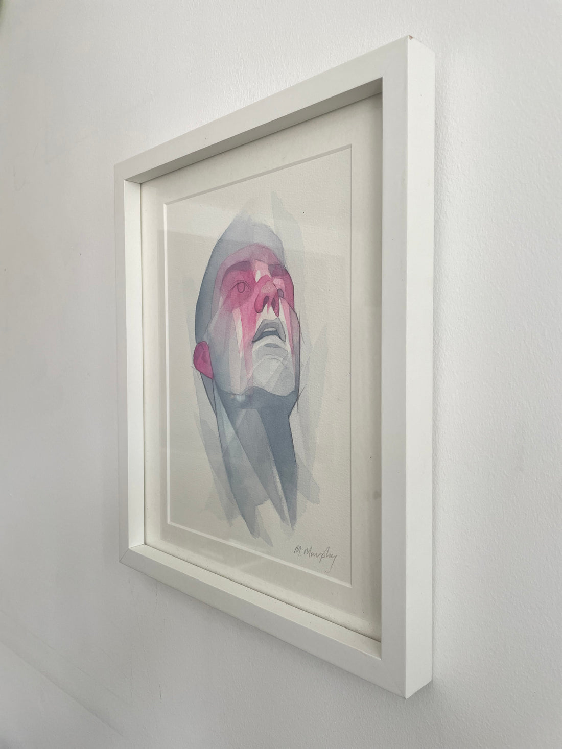 FRAMED &amp; MOUNTED (untitled) Original signed watercolour abstract portrait painting