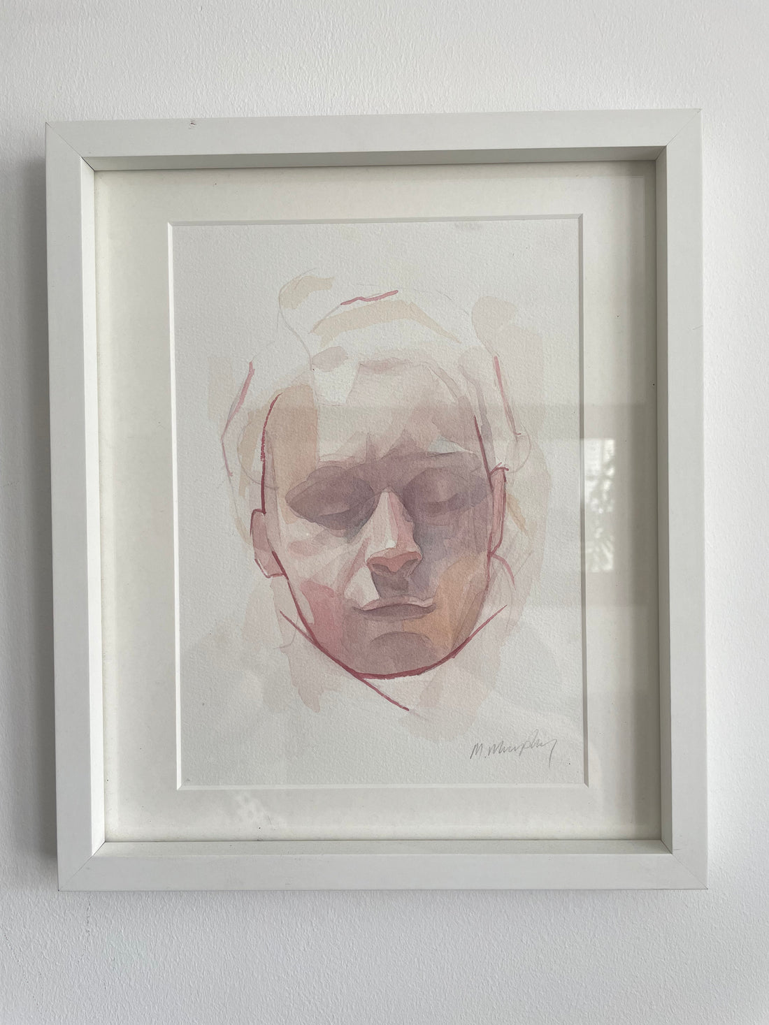 FRAMED &amp; MOUNTED (untitled) Original signed watercolour abstract portrait painting