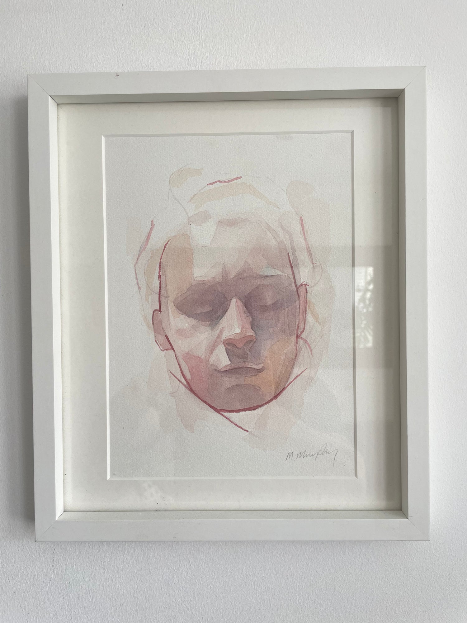FRAMED &amp; MOUNTED (untitled) Original signed watercolour abstract portrait painting