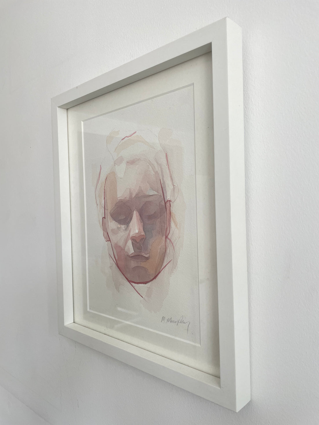 FRAMED &amp; MOUNTED (untitled) Original signed watercolour abstract portrait painting
