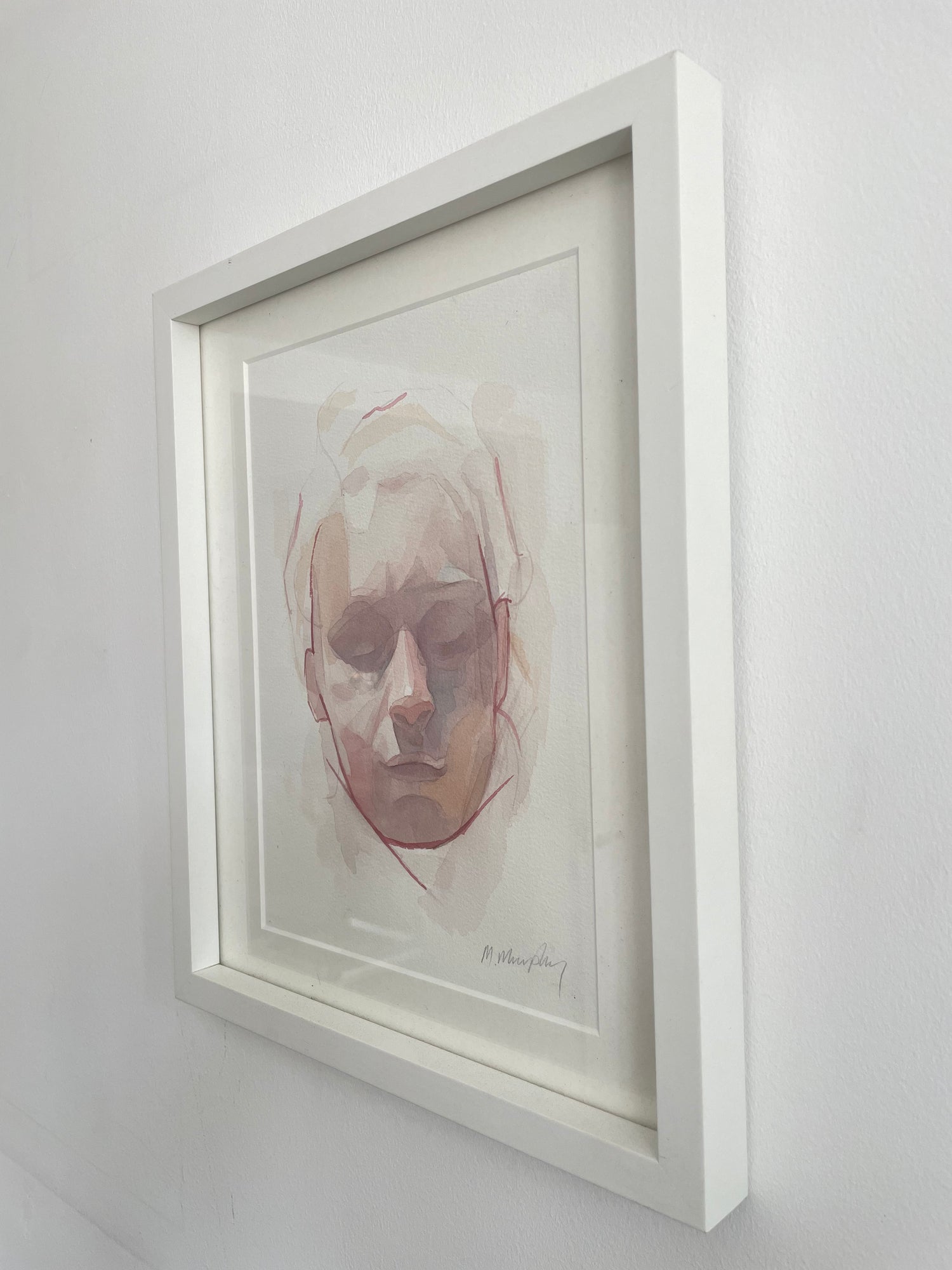 FRAMED &amp; MOUNTED (untitled) Original signed watercolour abstract portrait painting