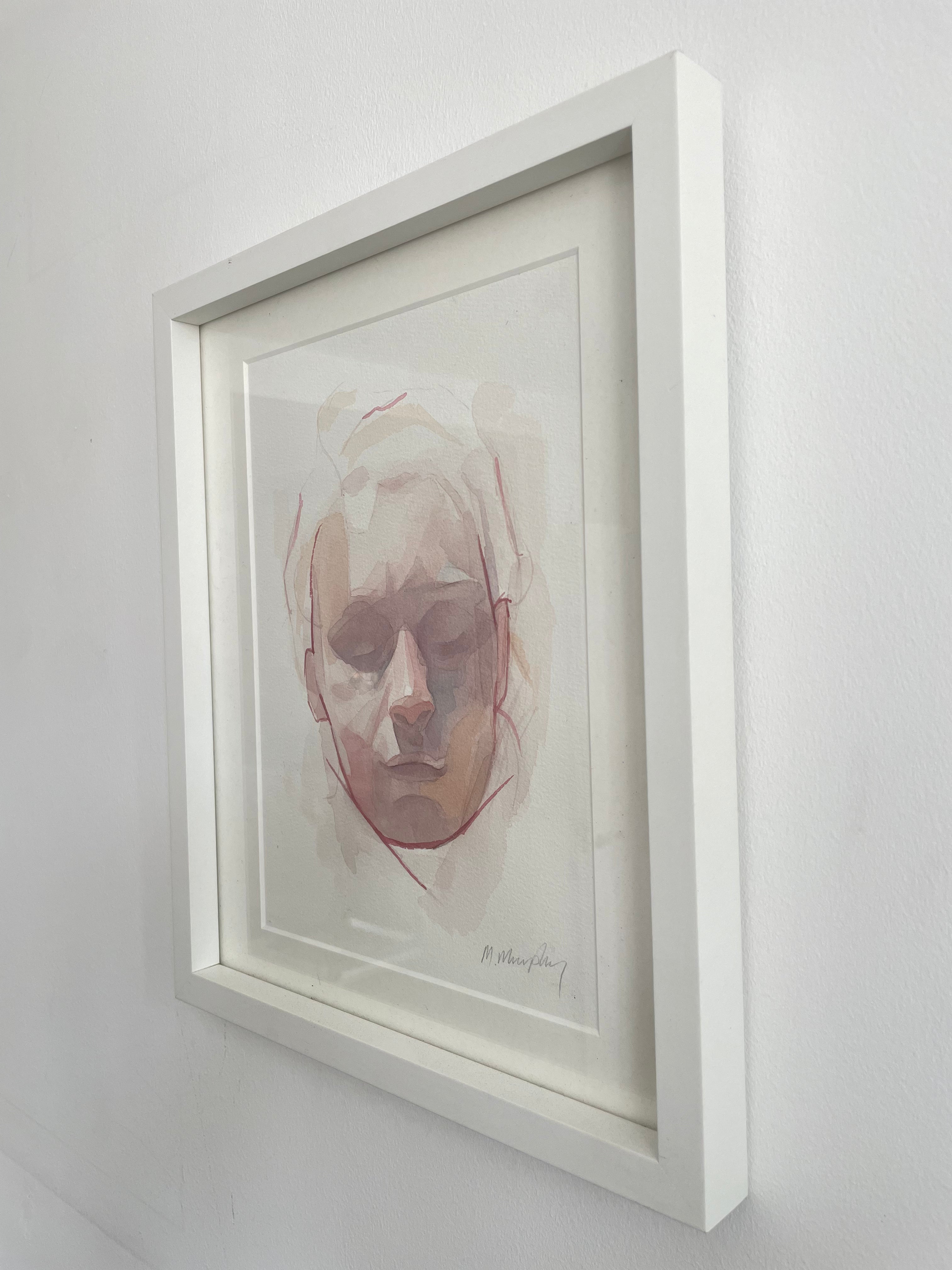 FRAMED &amp; MOUNTED (untitled) Original signed watercolour abstract portrait painting