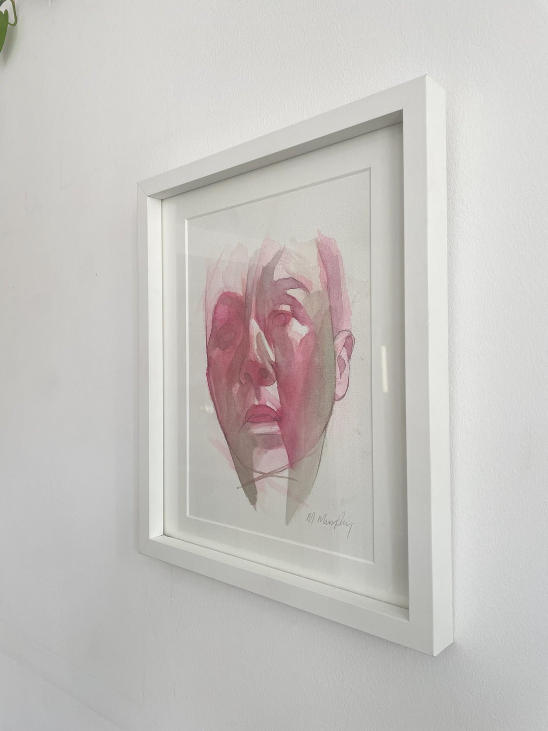 FRAMED & MOUNTED (untitled) Original signed watercolour abstract portrait painting