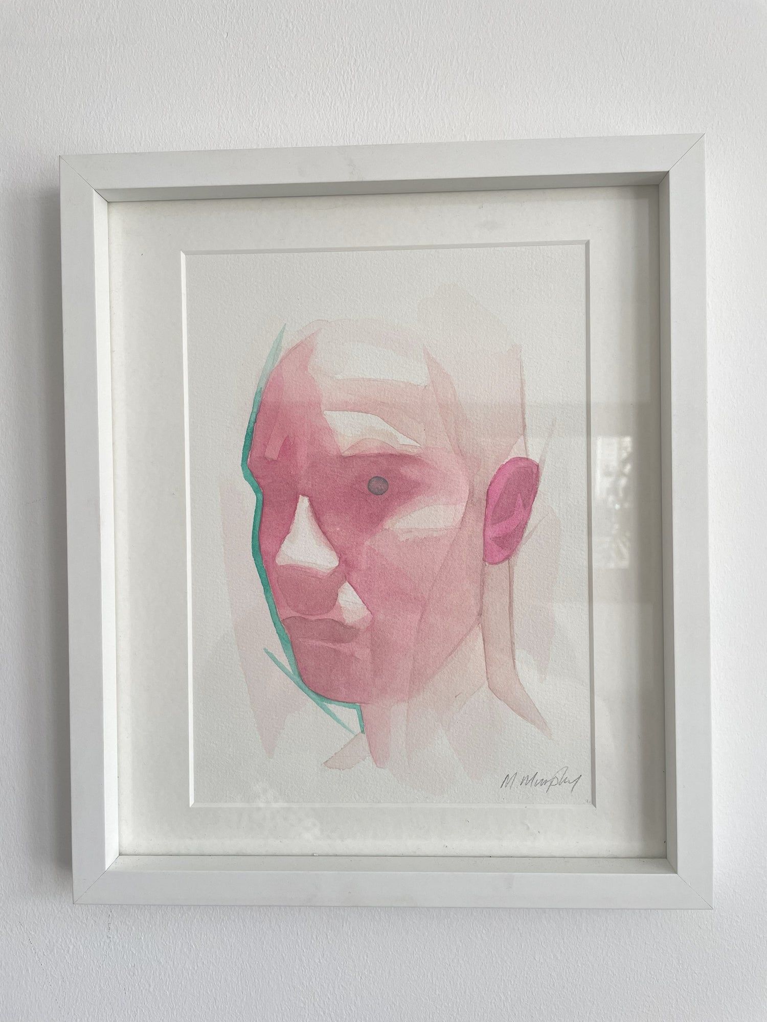 FRAMED &amp; MOUNTED (untitled) Original signed watercolour abstract portrait painting