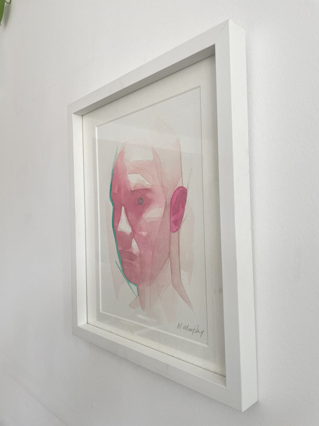FRAMED &amp; MOUNTED (untitled) Original signed watercolour abstract portrait painting