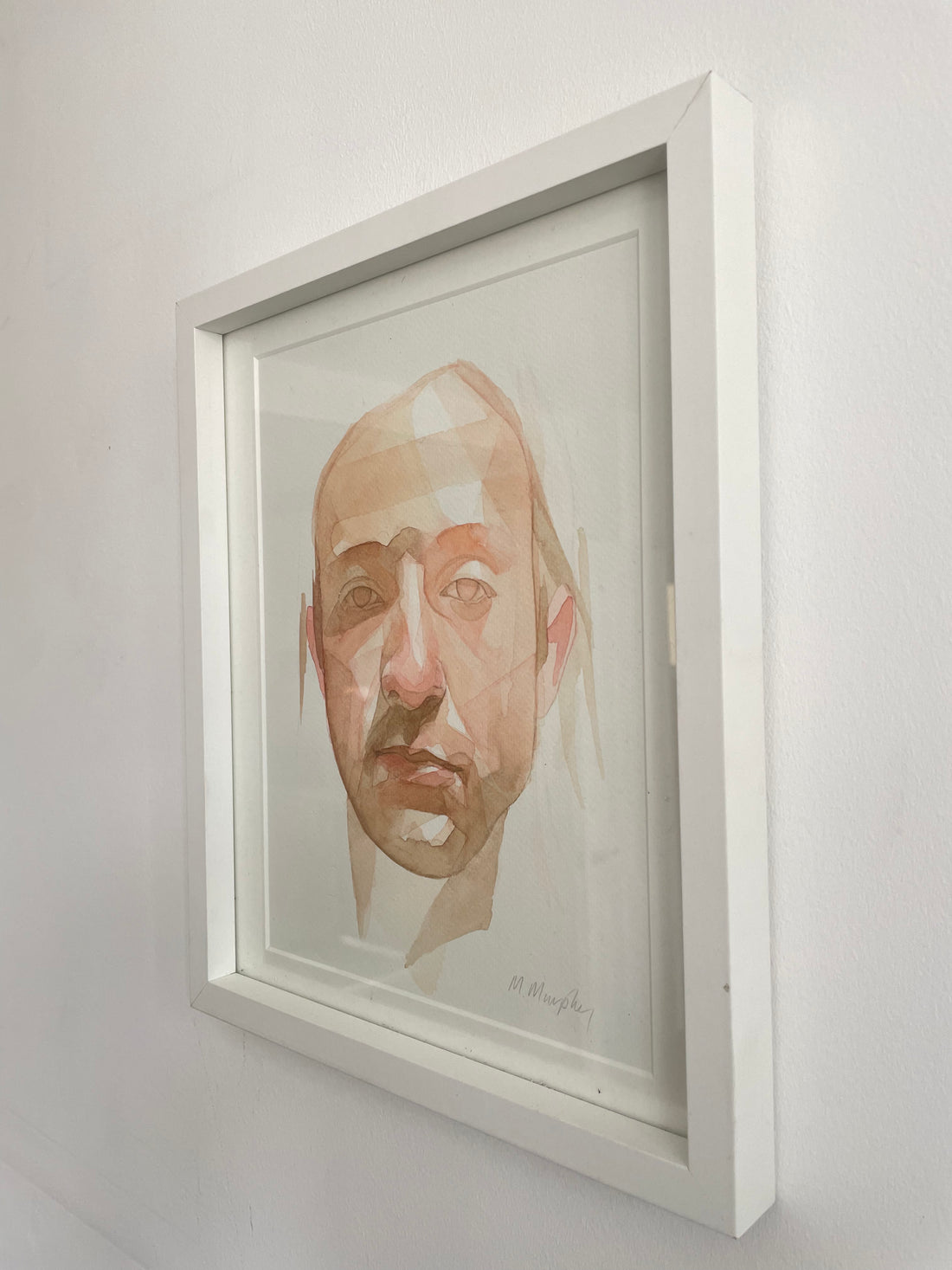 FRAMED &amp; MOUNTED (untitled) Original signed watercolour abstract portrait painting
