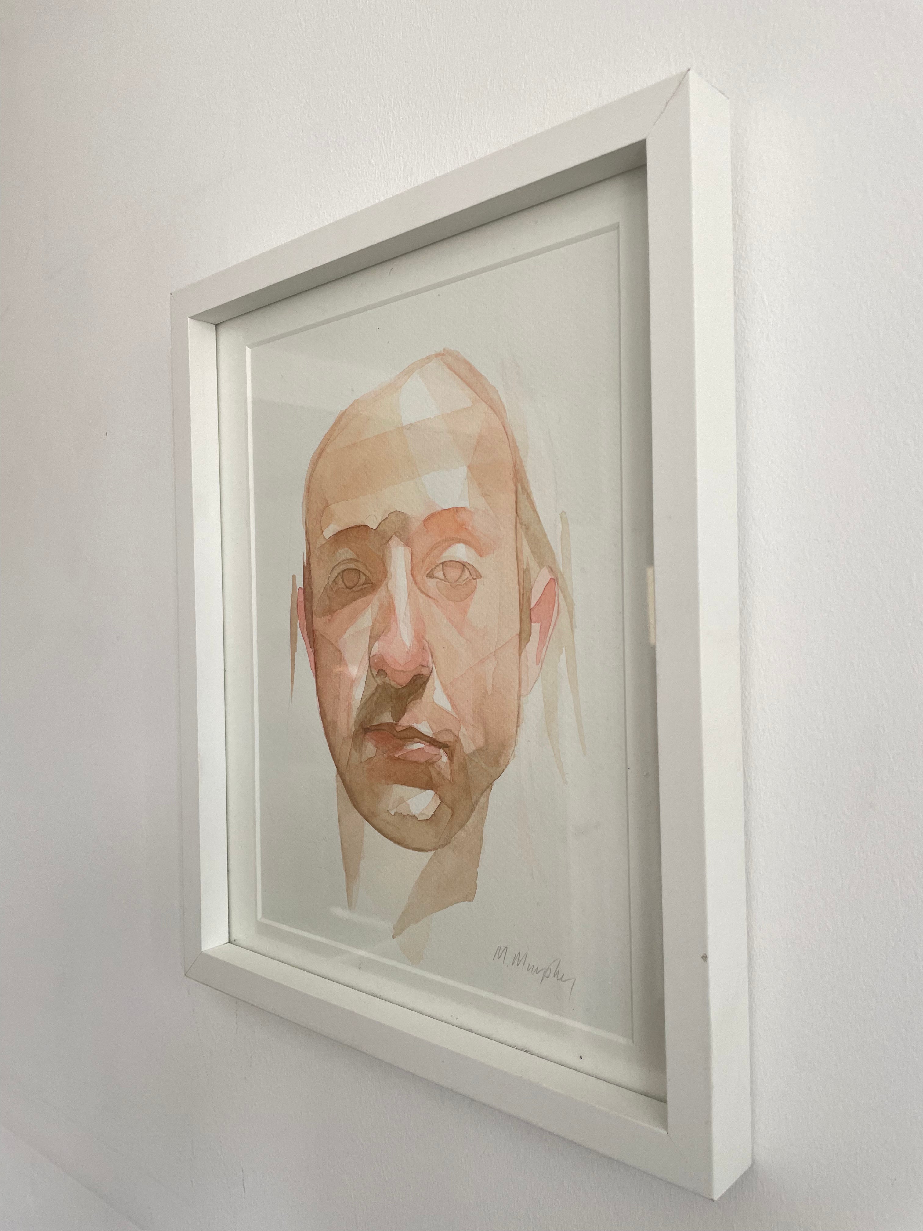 FRAMED &amp; MOUNTED (untitled) Original signed watercolour abstract portrait painting