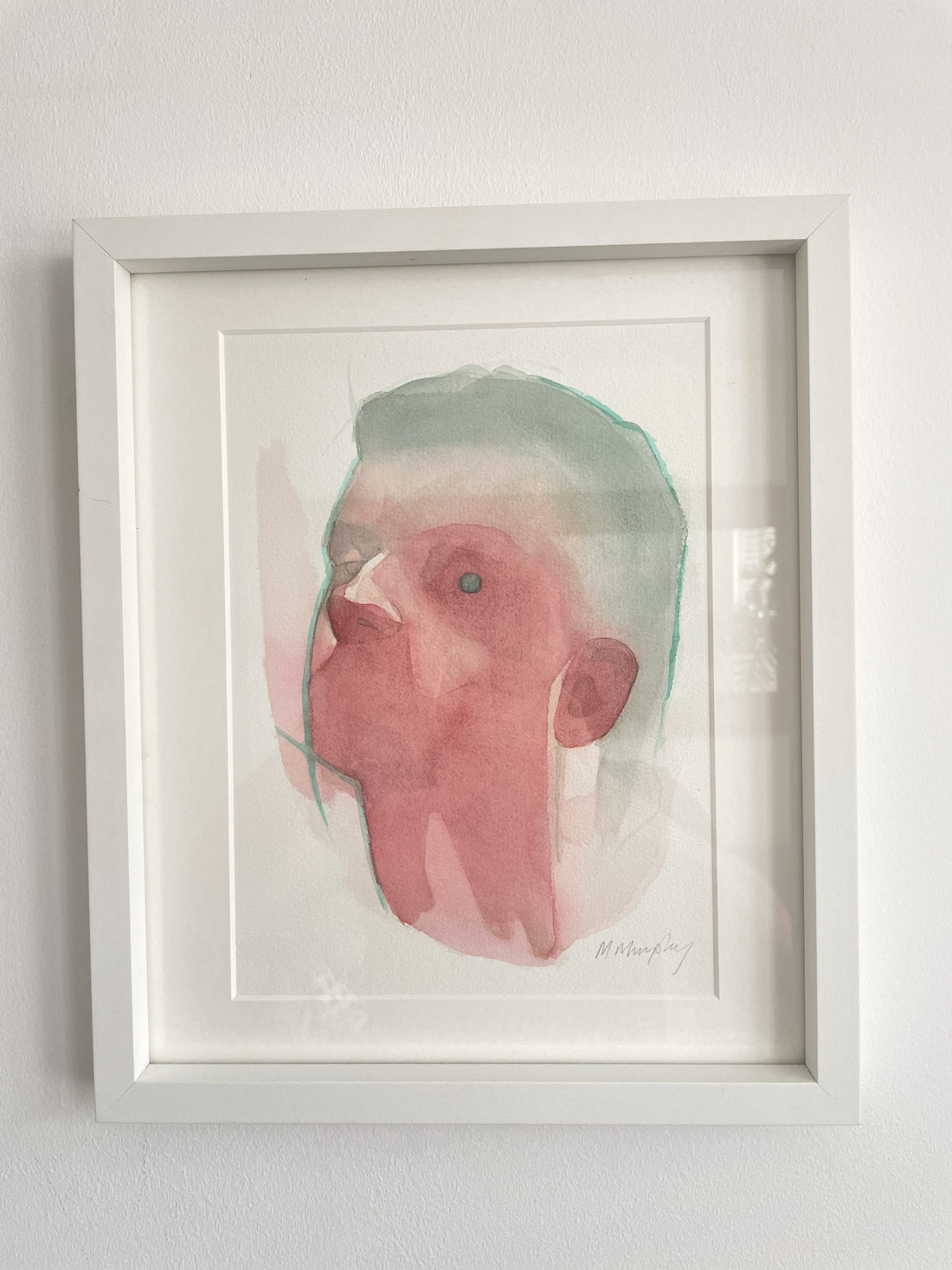 FRAMED &amp; MOUNTED (untitled) Original signed watercolour abstract portrait painting
