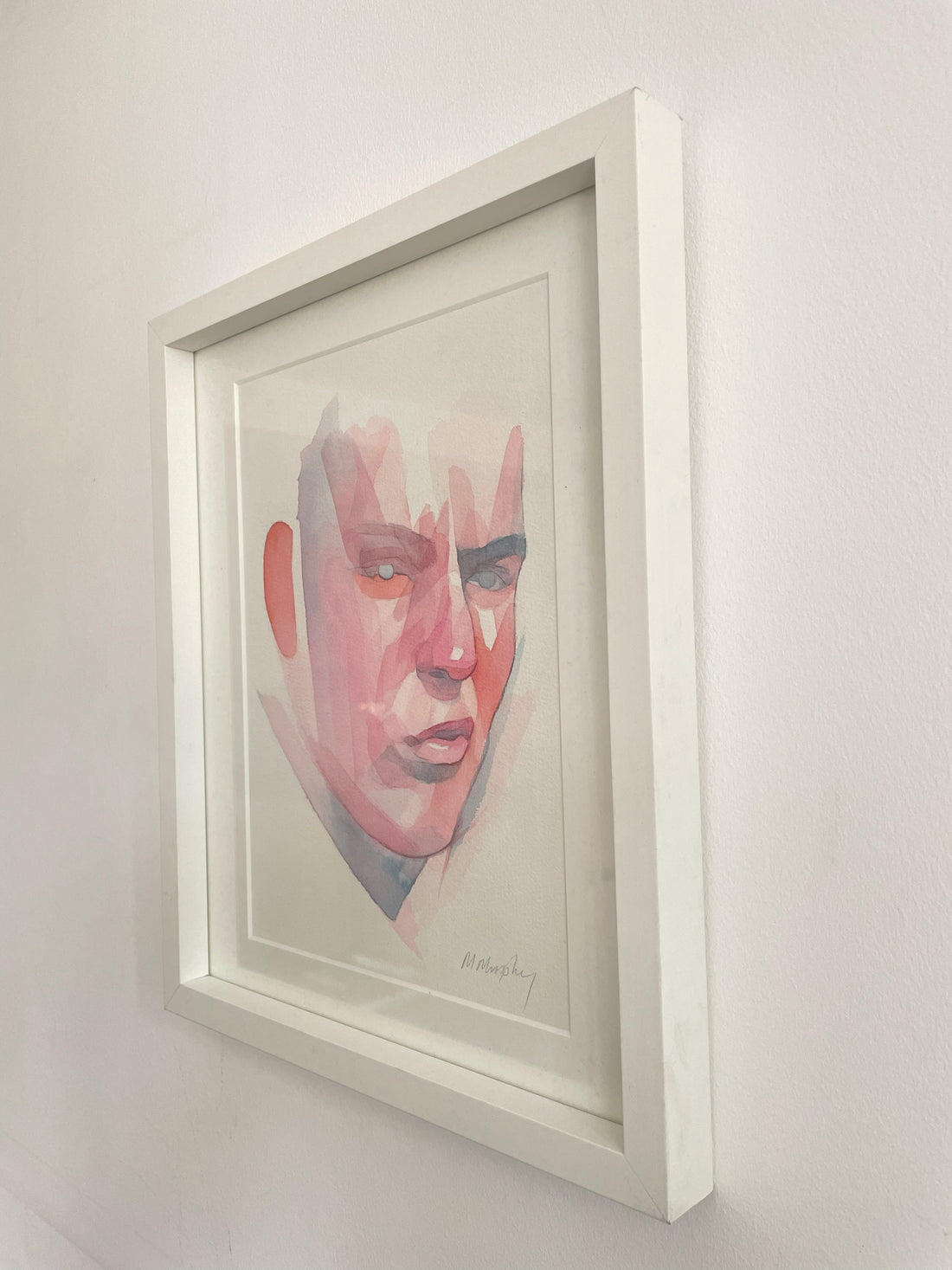 FRAMED &amp; MOUNTED (untitled) Original signed watercolour abstract portrait painting