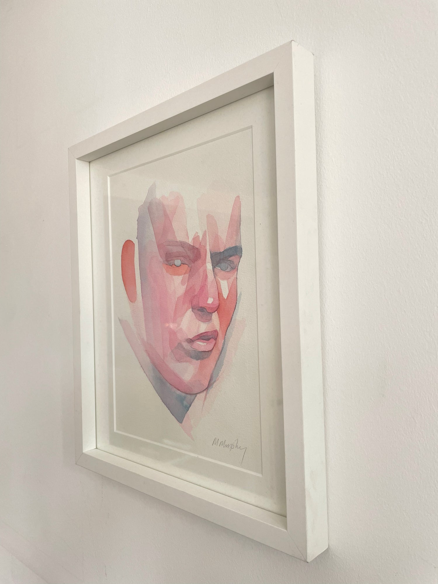 FRAMED &amp; MOUNTED (untitled) Original signed watercolour abstract portrait painting