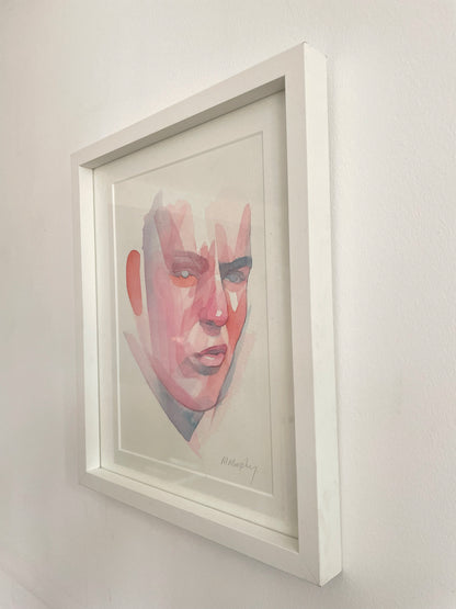 FRAMED &amp; MOUNTED (untitled) Original signed watercolour abstract portrait painting