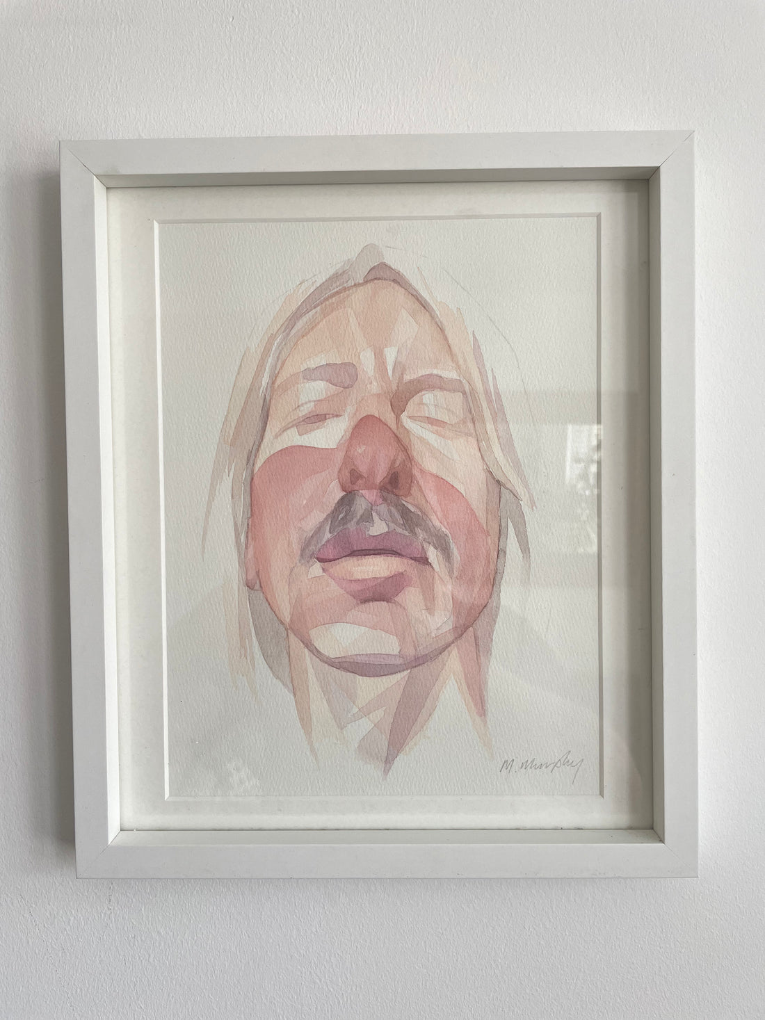 FRAMED &amp; MOUNTED (untitled) Original signed watercolour abstract portrait painting