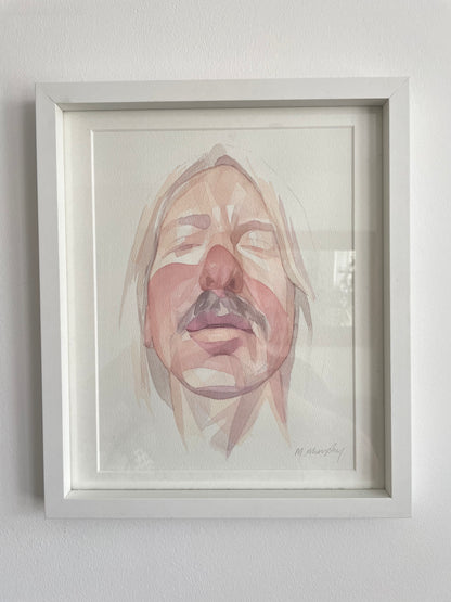 FRAMED &amp; MOUNTED (untitled) Original signed watercolour abstract portrait painting