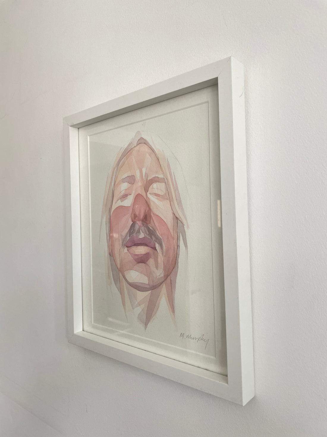 FRAMED &amp; MOUNTED (untitled) Original signed watercolour abstract portrait painting