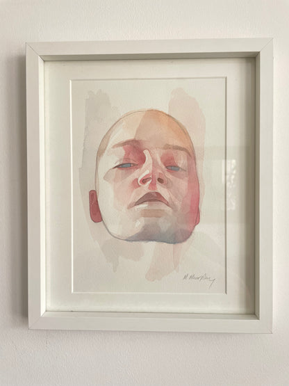 FRAMED &amp; MOUNTED (untitled) Original signed watercolour abstract portrait painting