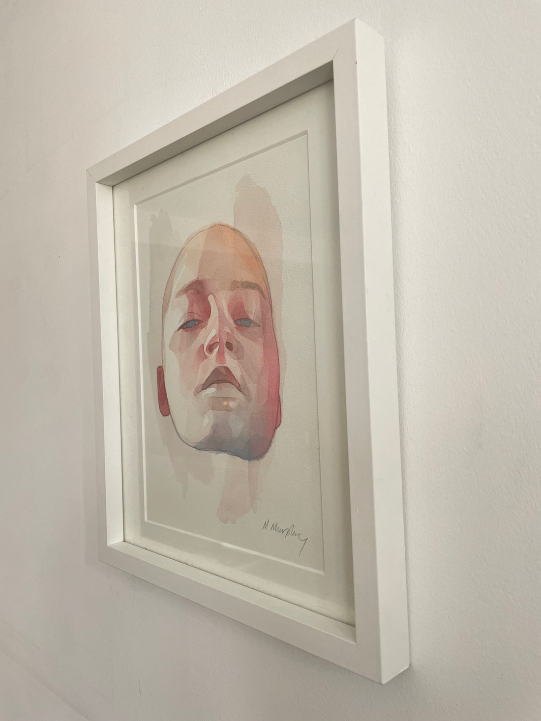 FRAMED &amp; MOUNTED (untitled) Original signed watercolour abstract portrait painting