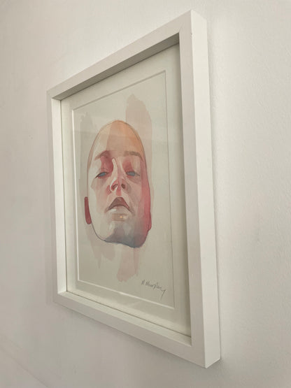 FRAMED &amp; MOUNTED (untitled) Original signed watercolour abstract portrait painting