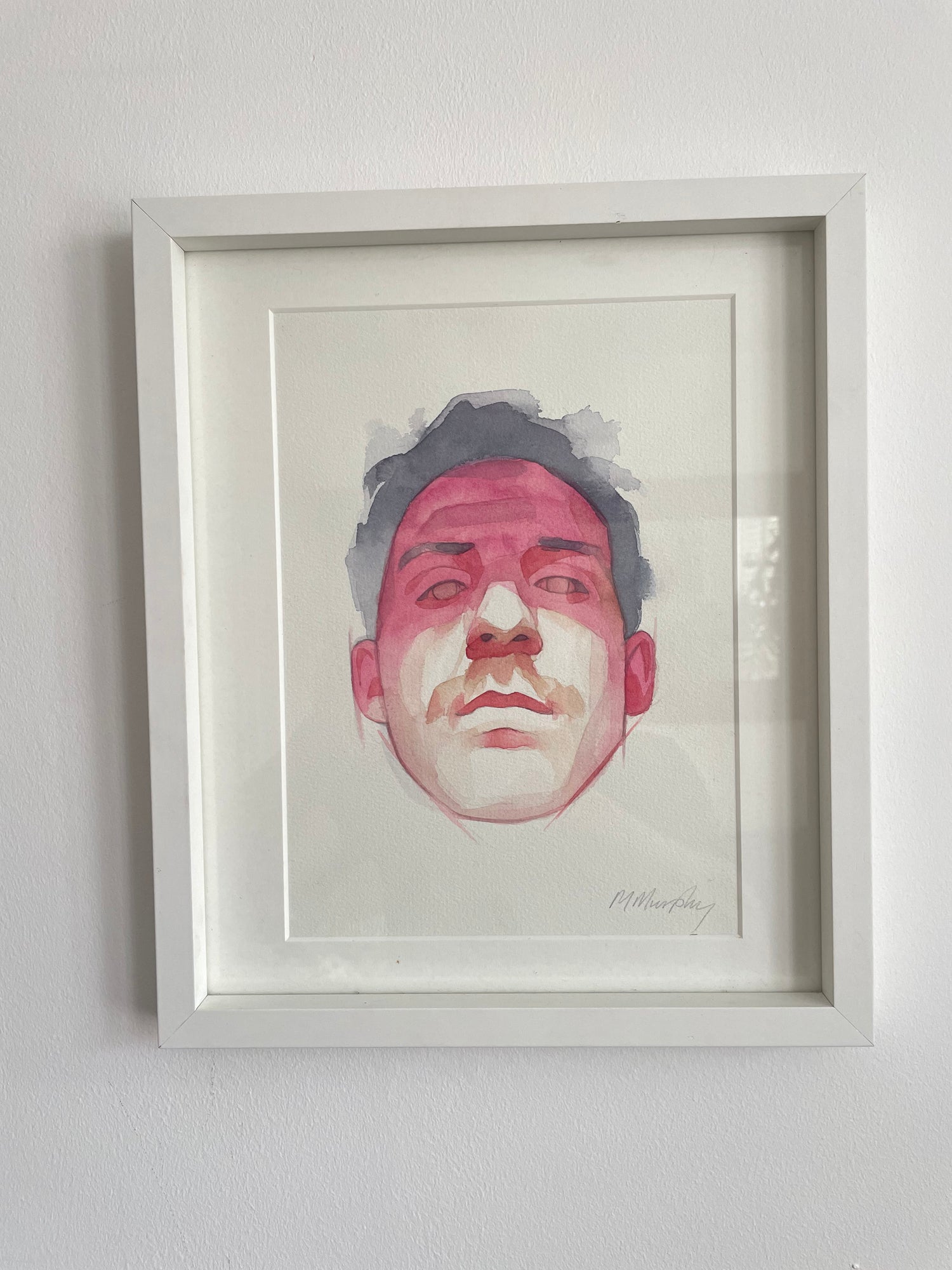 FRAMED &amp; MOUNTED (untitled) Original signed watercolour abstract portrait painting