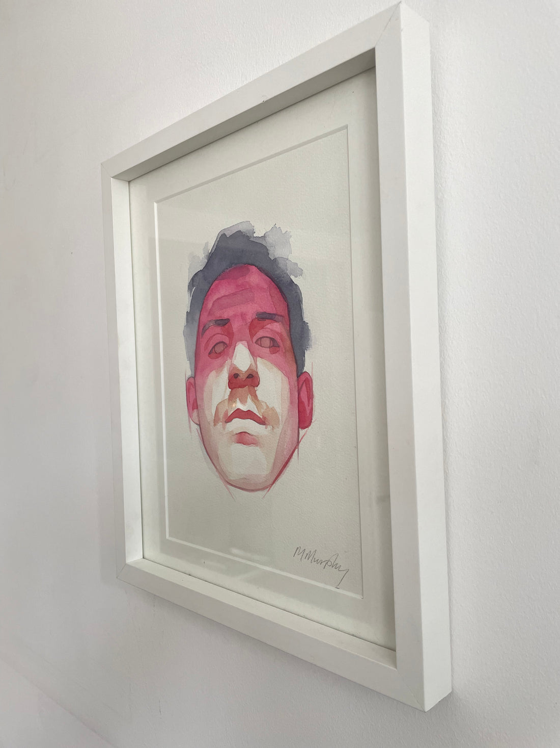 FRAMED &amp; MOUNTED (untitled) Original signed watercolour abstract portrait painting