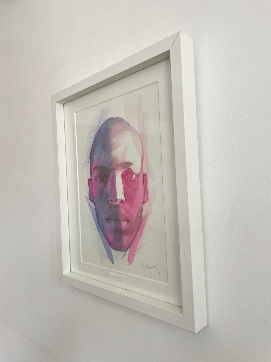 FRAMED &amp; MOUNTED (untitled) Original signed watercolour abstract portrait painting