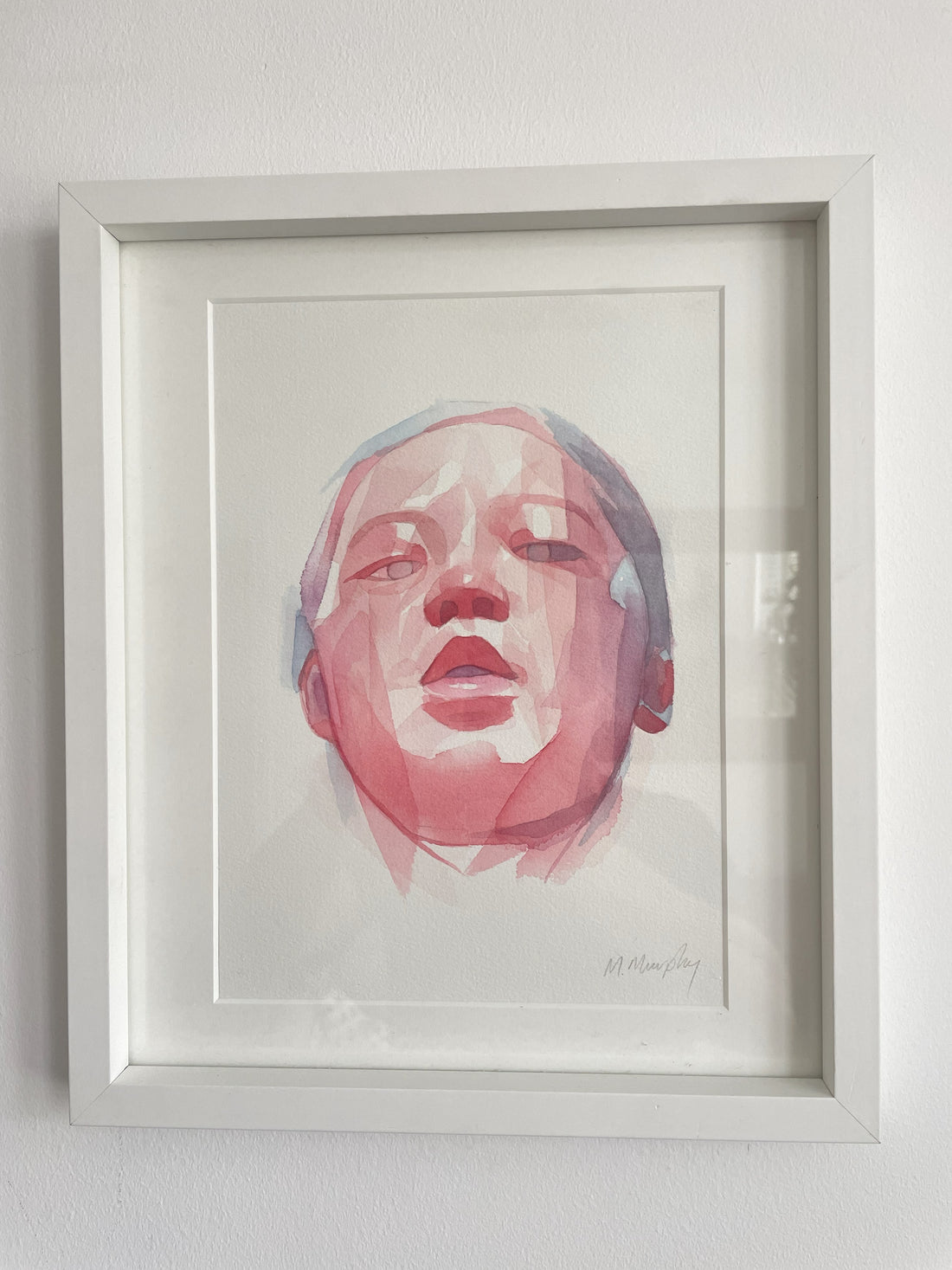 FRAMED &amp; MOUNTED (untitled) Original signed watercolour abstract portrait painting