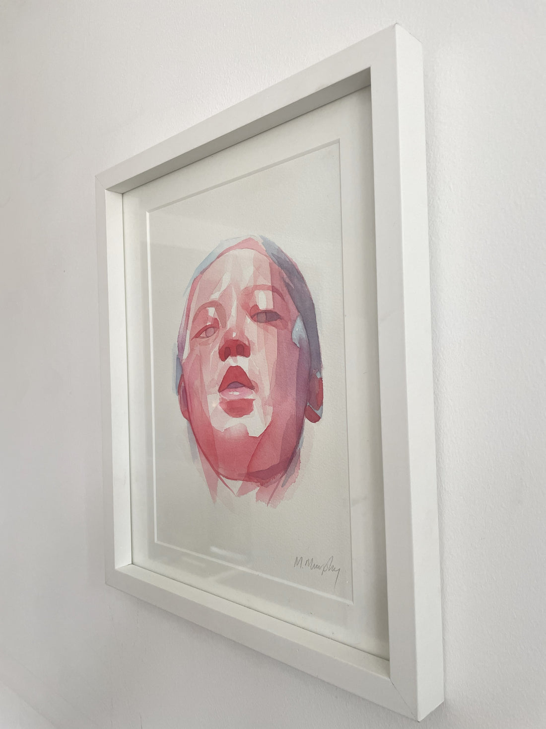 FRAMED &amp; MOUNTED (untitled) Original signed watercolour abstract portrait painting