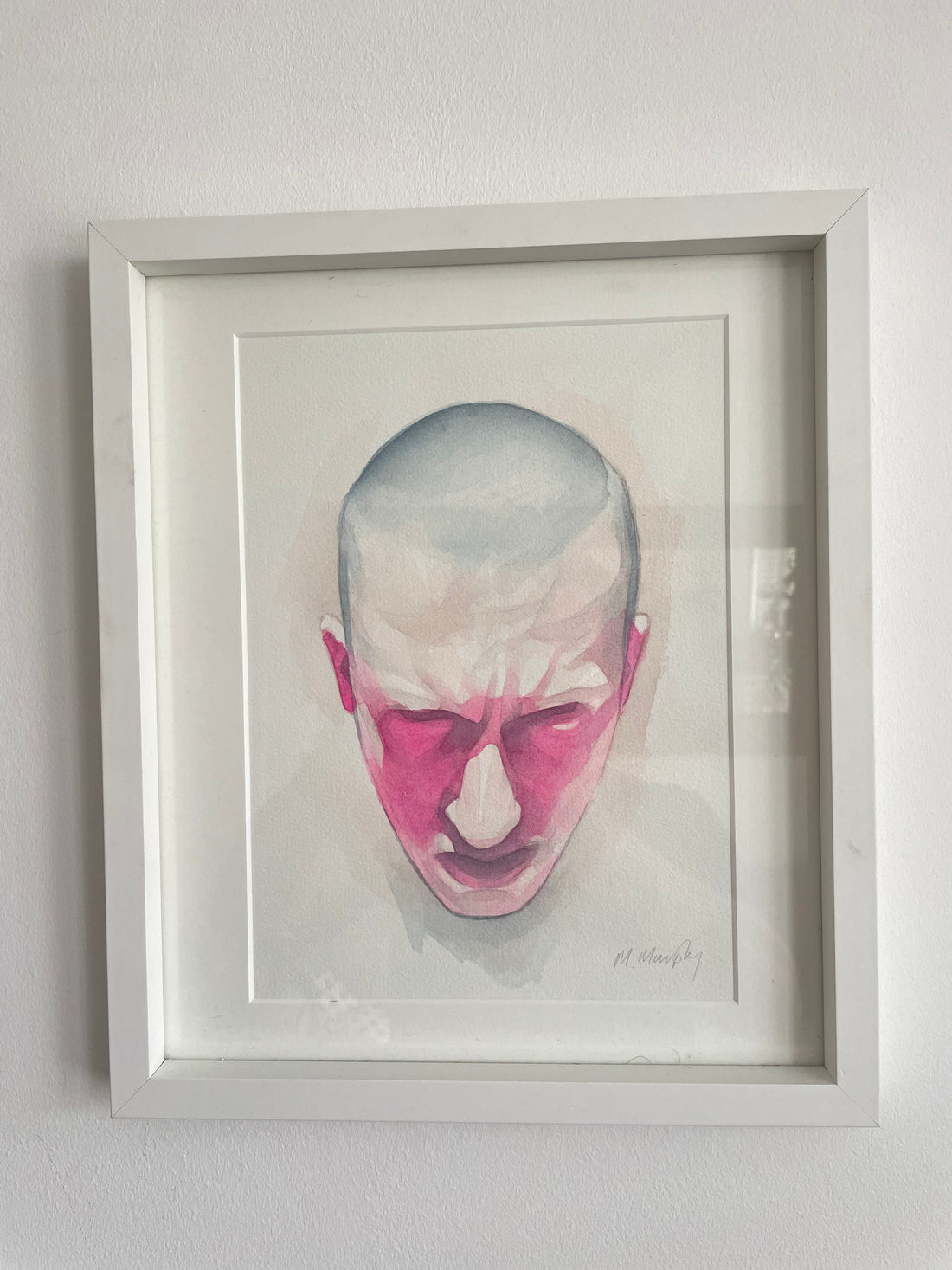 FRAMED &amp; MOUNTED (untitled) Original signed watercolour abstract portrait painting