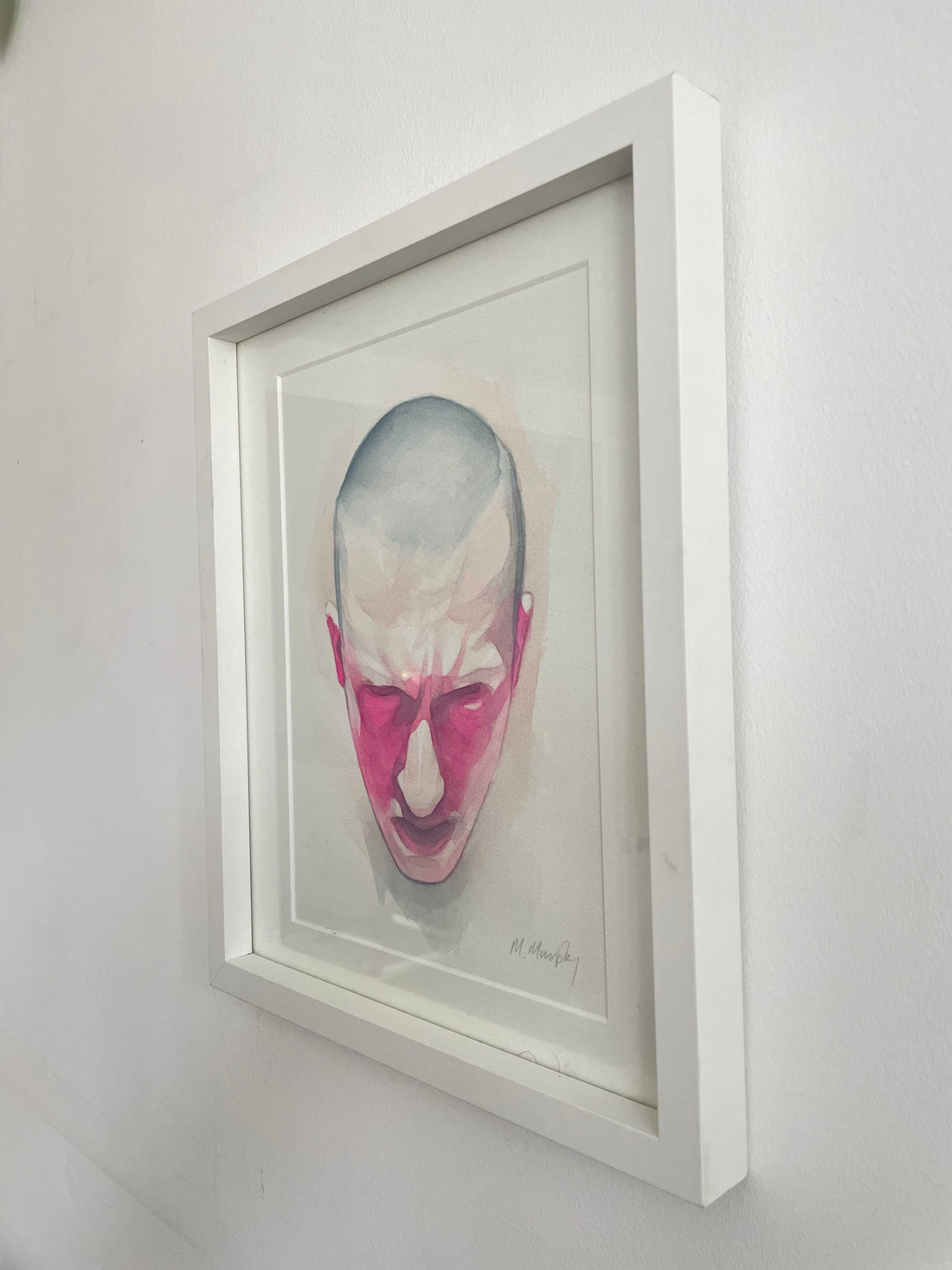 FRAMED &amp; MOUNTED (untitled) Original signed watercolour abstract portrait painting