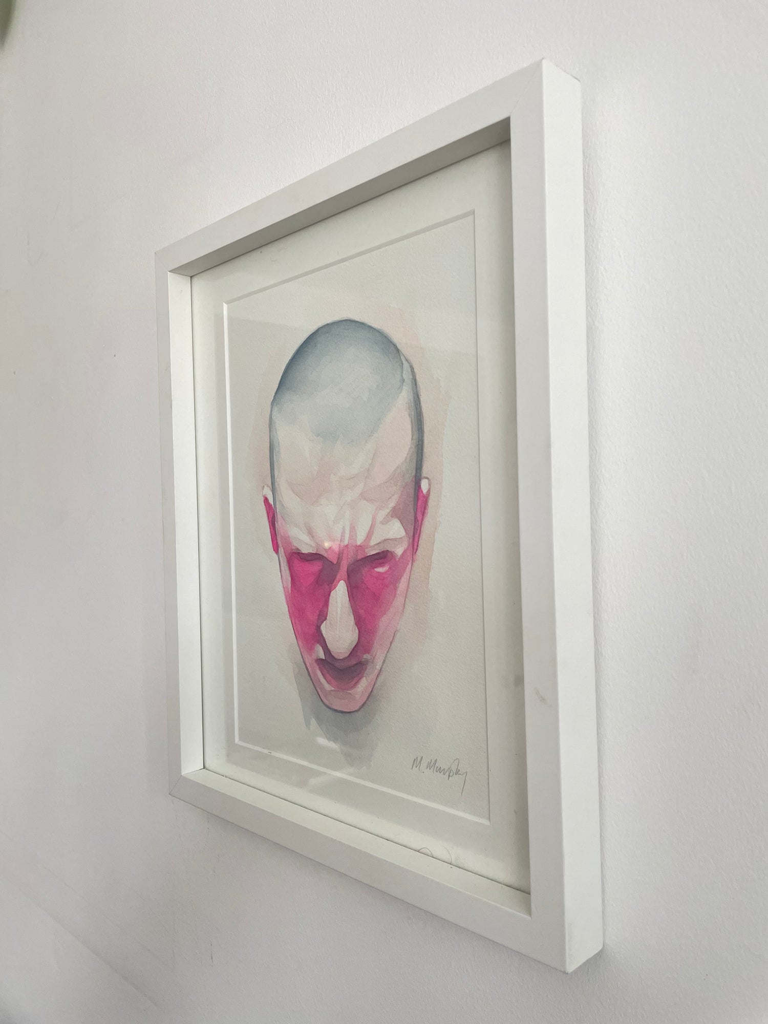 FRAMED &amp; MOUNTED (untitled) Original signed watercolour abstract portrait painting