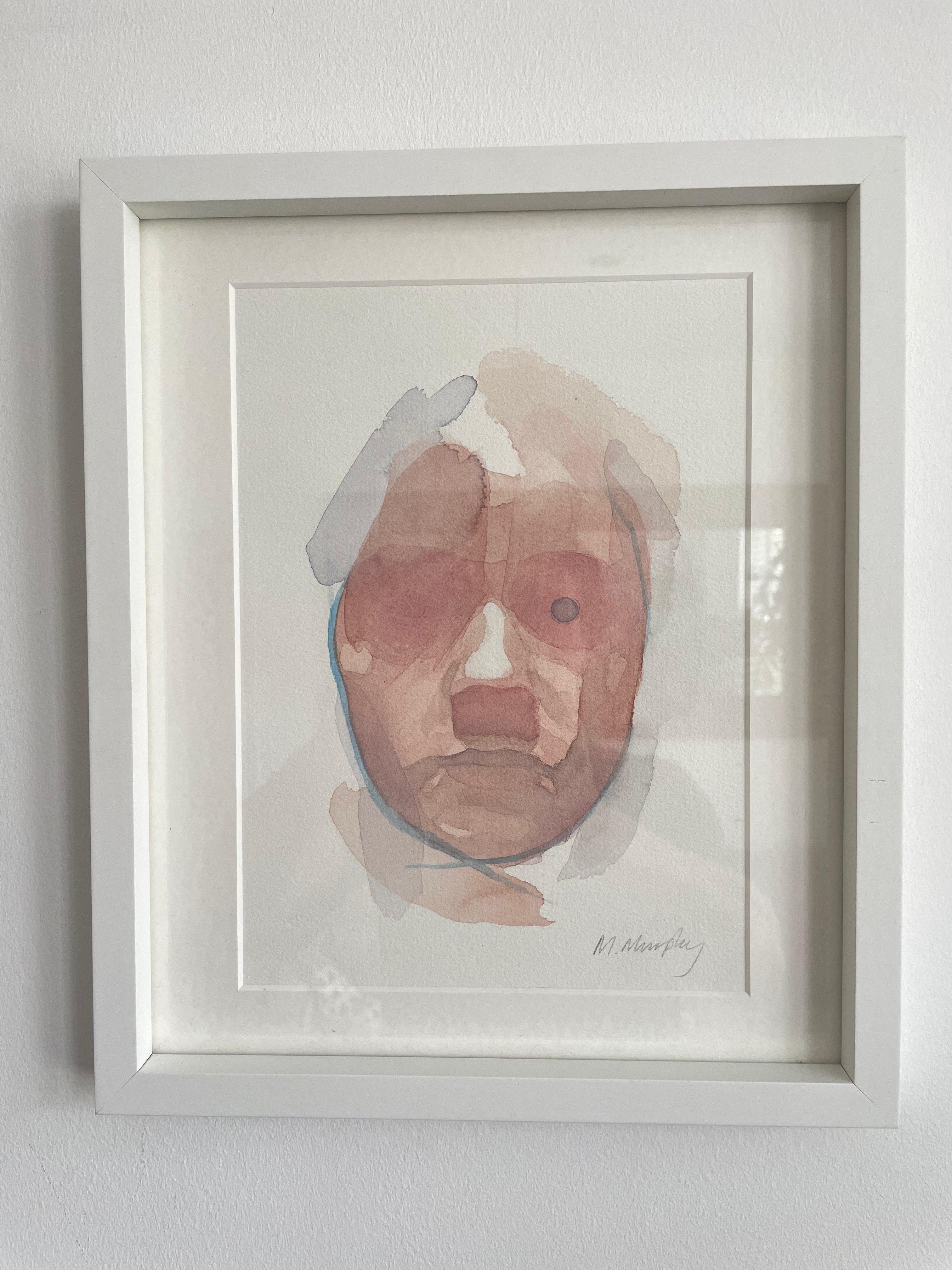 FRAMED &amp; MOUNTED (untitled) Original signed watercolour abstract portrait painting