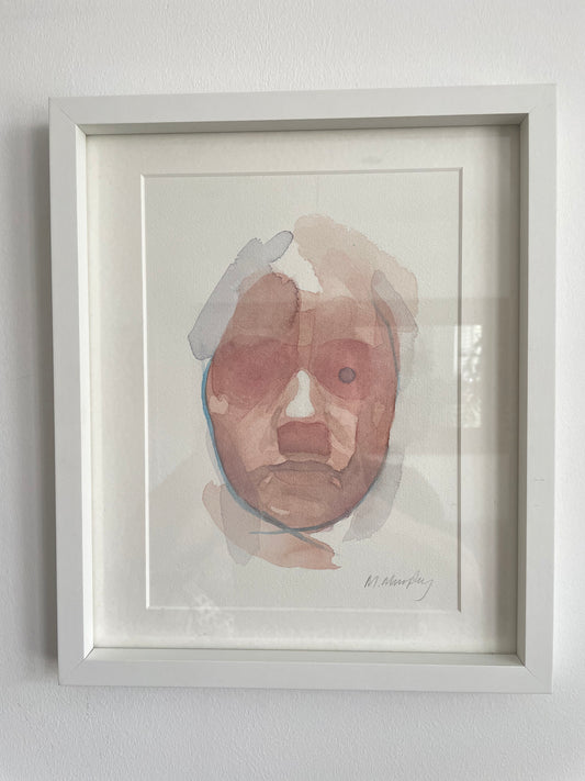 FRAMED & MOUNTED (untitled) Original signed watercolour abstract portrait painting