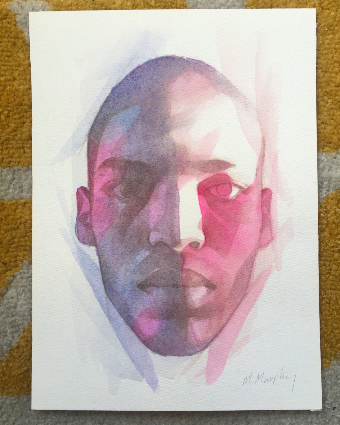 Original watercolour abstract portrait painting