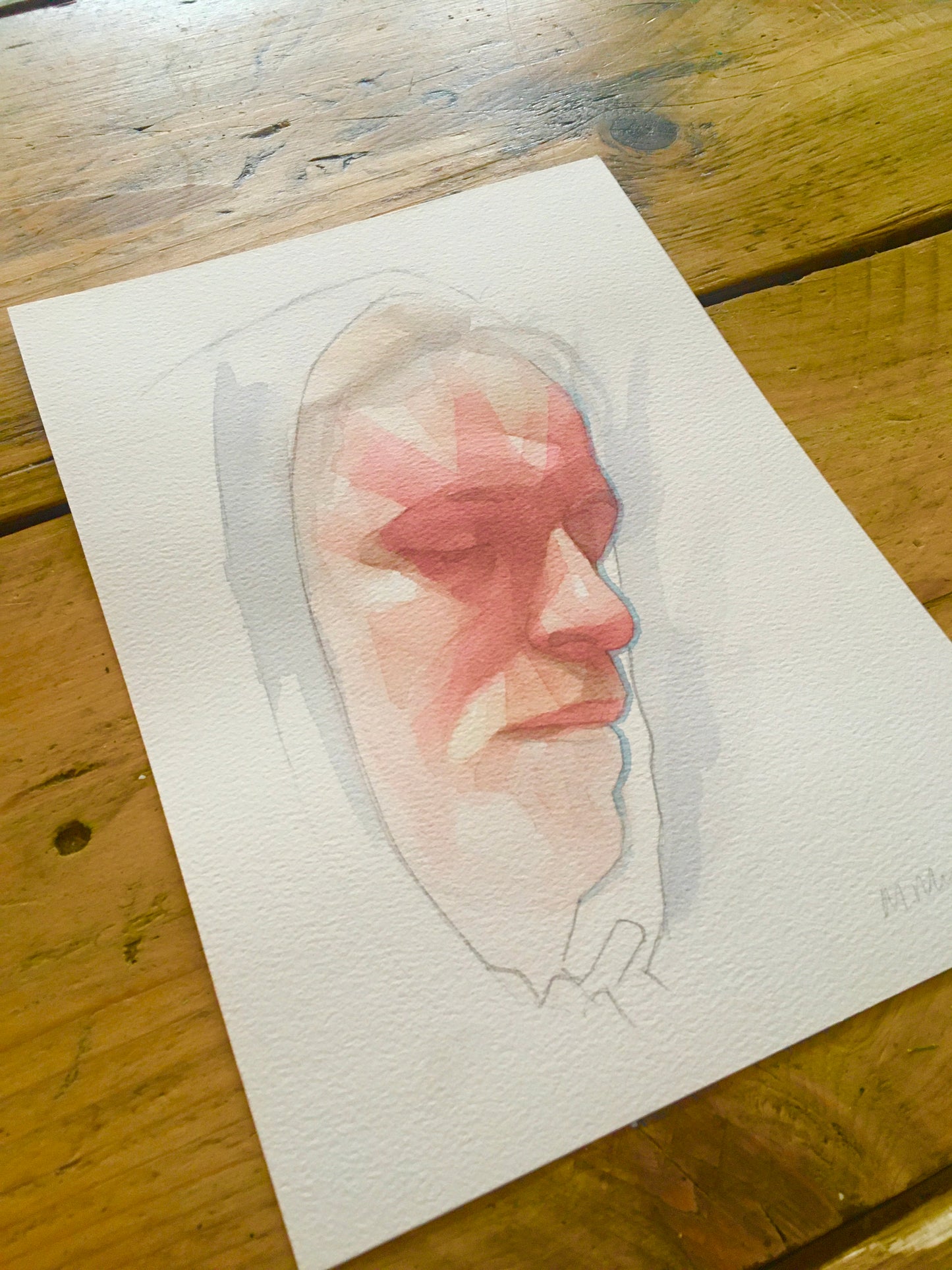 Ignas Original watercolour abstract portrait painting